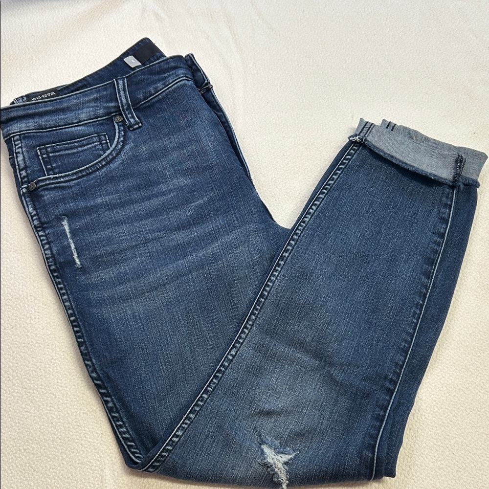 Kut from the Kloth Denim Jeans Vigoss Dark Blue Distressed Skinny Jeans